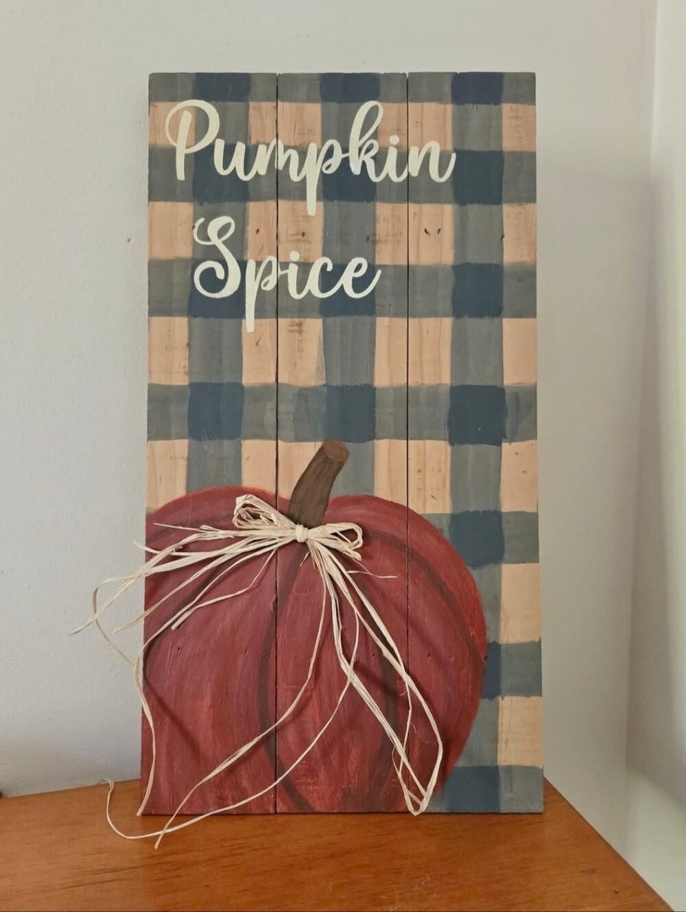 Rustic Handmade Plaid Pumpkin Spice Sign